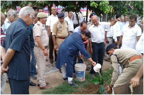 Ch. Lal Singh, Forest Minister planting a tree on the occasion of Van- Mahotsava celebration in 2017