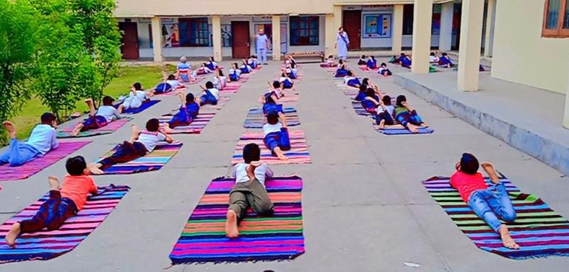 Yoga Day at BALGRAN by expert from Bharti Yog Sanstan Sh. T.R. Puri